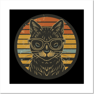 Cute cat wearing glasses Posters and Art